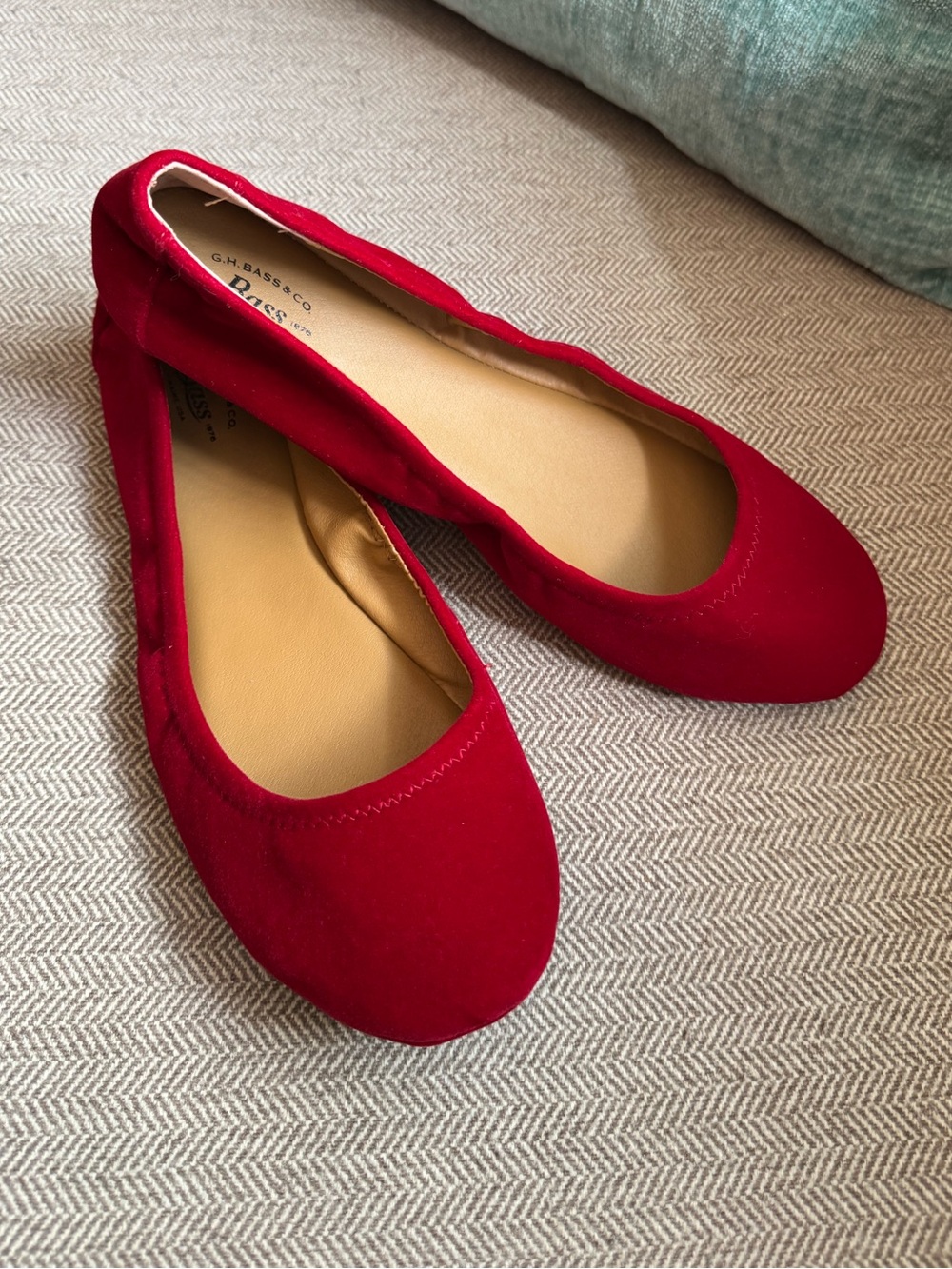 G.H. Bass & Co. Red Velvet Ballet Flats - Size 8
